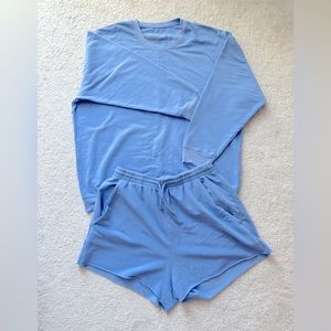 Skatie Chris Crewneck sweatshirt copper shorts periwinkle medium set